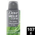 thumbnail image 2 of Dove Men+Care Antiperspirant Deodorant Dry Spray Extra Fresh, 107 g, 2 of 7