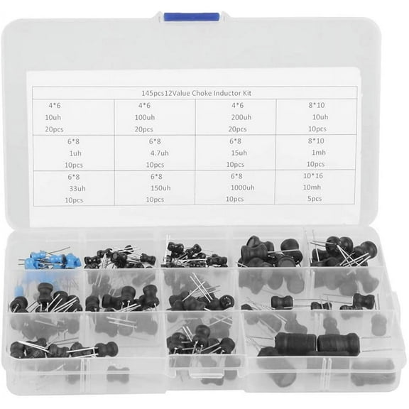 Inductor Assortment Kit -145pcs 10uH-10mH 12 Values Coil Choke Inductors Assorted Kit for High Frequency Low Frequency Block Pass