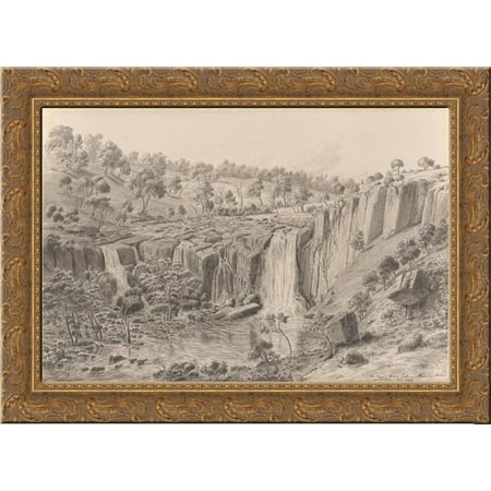 The Upper Wannon Falls on Kennedy's Station in Victoria 24x18 Gold Ornate Wood Framed Canvas Art by Eugene von