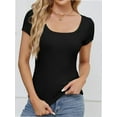 thumbnail image 3 of Women Short Sleeve Scoop Neck Tops Shirts Fitted Summer Tshirt Tee, 3 of 7