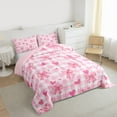 thumbnail image 4 of Manfei Kawaii Princess Bowknot Bedding Comforter Set for Teen, Romantic Love Heart Twin Comforter Sets, Pink Square Checkered Reversible Bedding Set, Super Cozy Room Decor, 2pcs, 4 of 9