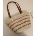 thumbnail image 4 of CoCopeaunts Straw Bag Women Summer Beach Bag Large Straw Tote Bag Handmade Woven Colored Striped Straw Shoulder Bag Handbag, 4 of 5