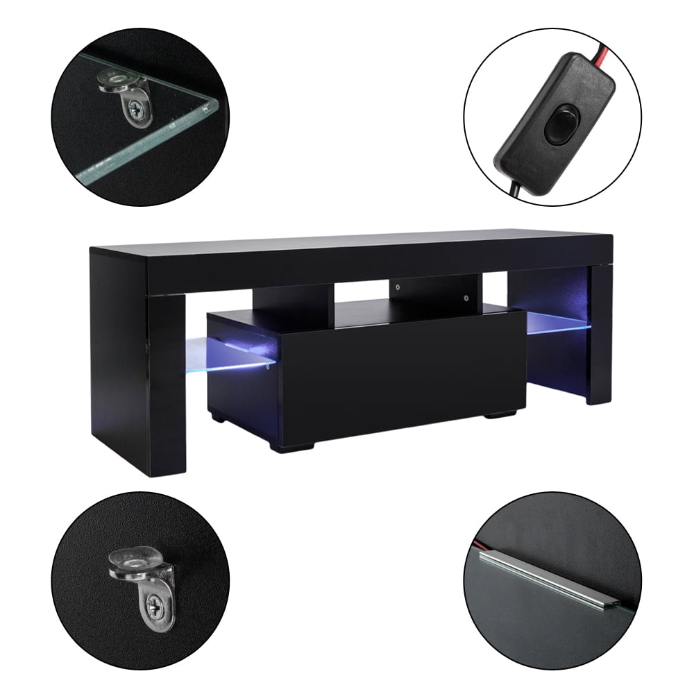Lowestbest LED TV Cabinet, Household Decoration TV Stand with Single Drawers, Black Lowestbest LED TV Cabinet, Household Decoration TV Stand with Single Drawers, Black