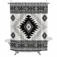 thumbnail image 2 of Vintage Aztec Shower Curtain for Bathroom Decor, Ethnic Tribal Style Black Mottled Geometric Waterproof Fabric Shower Curtain, 48"x72" Set with 12 Hooks, 2 of 9