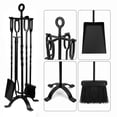 thumbnail image 4 of Amagabeli Ensemble d'Outils de Cheminée 5 Pcs Intérieur Fer Forgé Foyer Grande Poêle à Bois Poêle à Bois Pinces à Bois Kit d'Outils avec Poignées Moderne Noir Accessoires Extérieurs, 4 of 4