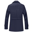 thumbnail image 3 of Maoxin Men's Coats and Jackets Men's Solid Color Pocket Zipper Long Sleeved Double-layer Collar Wool Coat Navy 3XL, 3 of 3