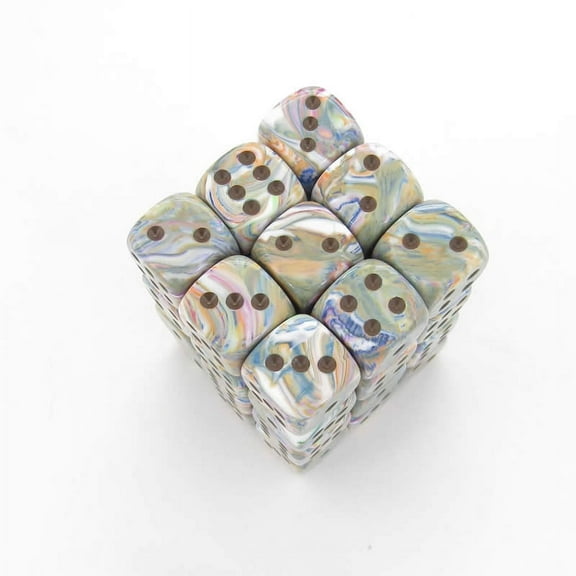Vibrant Festive Dice with Brown Pips D6 12mm (1/2in) Pack of 36 Chessex
