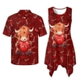thumbnail image 6 of Psesaysky Couples Matching Outfit Valentine's Day Mens Short Sleeve Shirts or Womens Sleeveless Tank Sundress with Pockets Wedding Dinner Outfit,Highland Cattle Love Heart, 6 of 7