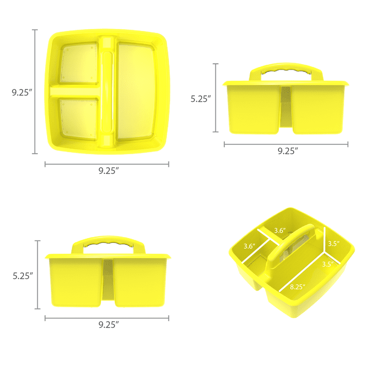 Storex 3-Compartment Supplies Class Caddy, Assorted - 6 pack