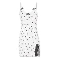 thumbnail image 4 of LIZUOJUN Under $4 Slip Dress Nighty Women Nightgown Soft Adjustable Thin Spaghetti Strap V Neck Heart Print Bow Decor Side Slit Lace Trim Mini Summer Indoor Loungewear L, 4 of 5