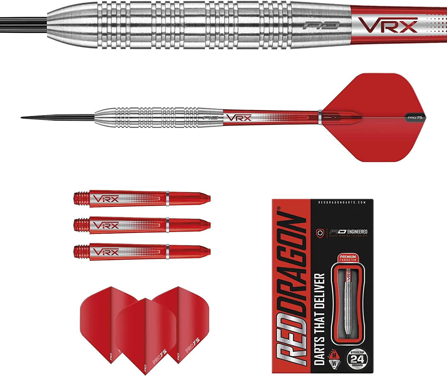 RED DRAGON - Hell Fire B 24 gram Tungsten Professional Darts Set with Flights and Shafts