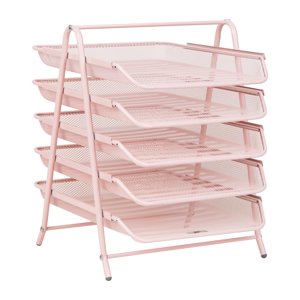 Mind Reader 5-Tier Pink Paper Tray Organizer