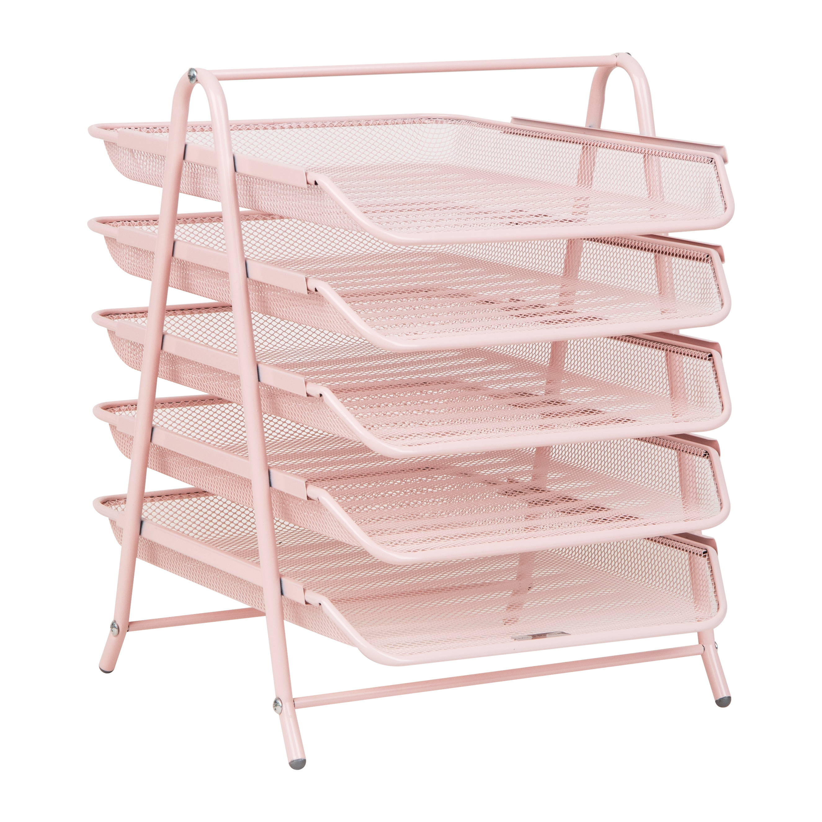 Mind Reader 5-Tier Pink Paper Tray Organizer photo 1