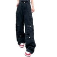 thumbnail image 1 of Pantalones cargo anchos para mujer: estilo urbano, cordón en la parte inferior, diseño con múltiples bolsillos, ajuste holgado, tallas S-XXXL., 1 of 8