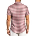 thumbnail image 6 of Fabrcox Men's Short Sleeve Button Down Shirts Plaid Collared Fishing Shirt for Men Summer Color Block Lightweight Sun Shirt Men Red XXXL, 6 of 6
