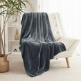 thumbnail image 4 of Evlmd Fleece Blanket, Fuzzy & Flannel Thorw Blanket, King Size Dark Gray Blankets for Couch Beds, Lightweight Blanket for Travel Camping, 108" x 90", 4 of 9