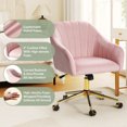 thumbnail image 5 of WestinTrends Phoebe Upholstered Velvet Swivel Vanity Office Chair With Wheels, Pink, 5 of 17