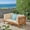 Teak / Beige, variant on Dawson Outdoor Modular Acacia Wood Loveseat with Cushions, Teak and Beige