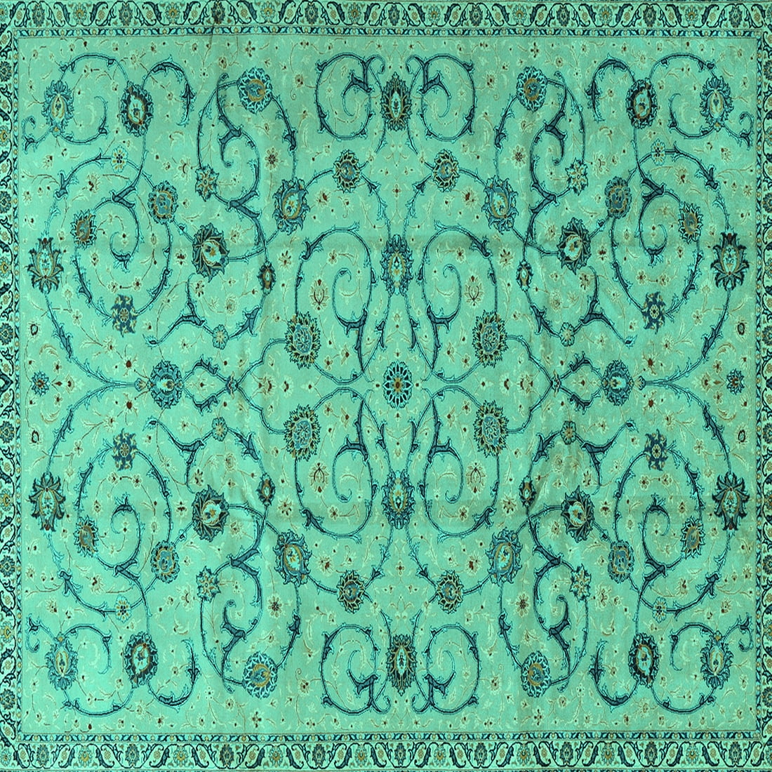 Ahgly Company Indoor Square Persian Turquoise Blue Traditional Area ...