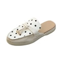thumbnail image 2 of Gpaecead Women's Polka Dot Tassel Flat Mules Faux Suede Slip On Non Slip Shoes For Commute And Casual Style, White, 2 of 8