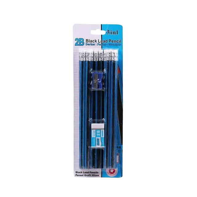 WREESH 12 Pcs Round Rod 2B With Rubber Pencil Sharpener Pencil Black Pencil Clearance