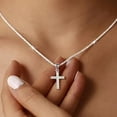 thumbnail image 2 of Cross Pendant Necklace, Adjustable Twisted Rope Chain 38.5-43.5cm, Minimalist 16.5mm Symbol, for Everyday Layering, 2 of 5