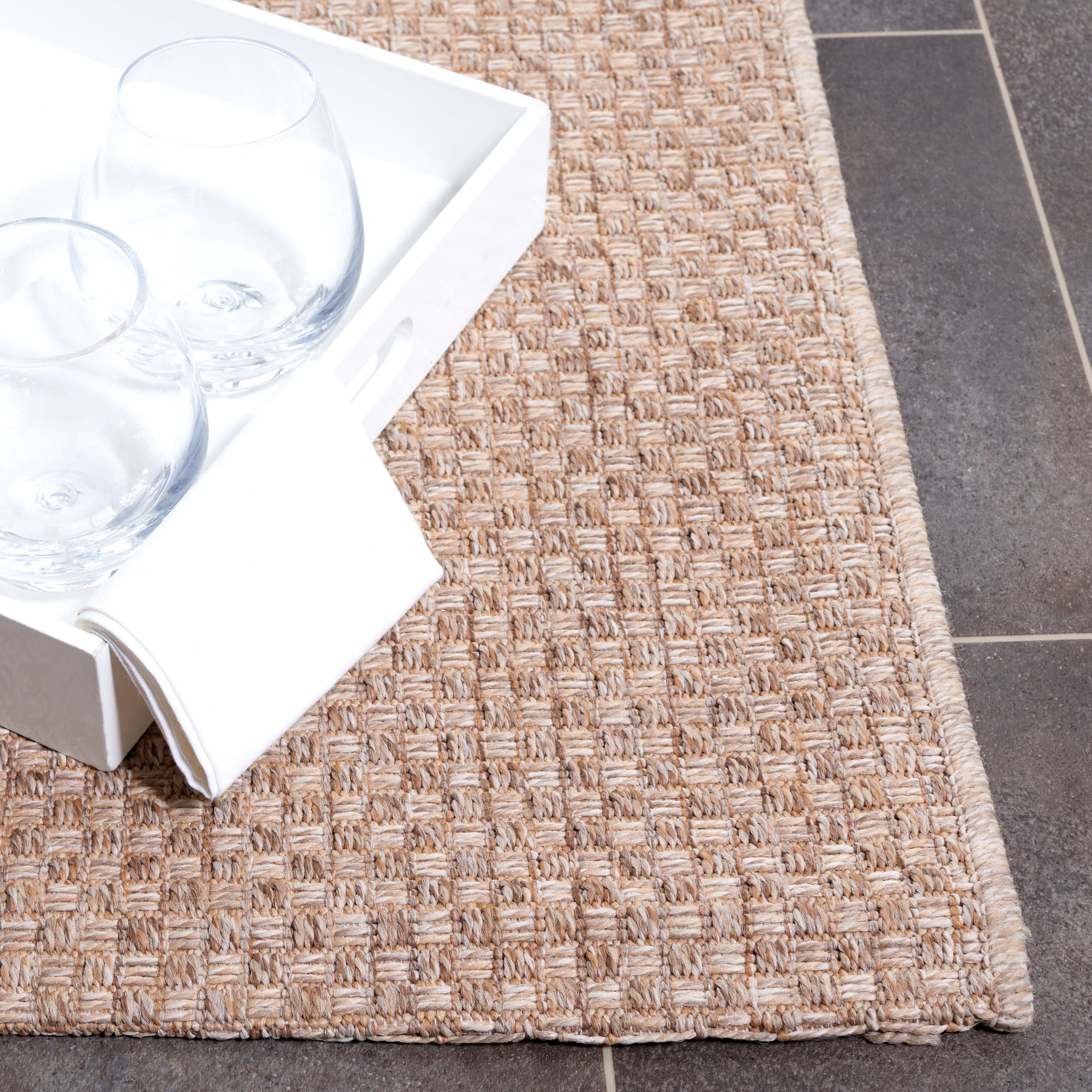 SAFAVIEH Sisal All-Weather Ophelia Solid Indoor/Outdoor Area Rug, Taupe, 4' x 6'