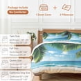 thumbnail image 6 of 3 Piece Coastal Ocean Duvet Cover Set Full Size,Microfiber Comforter/Quilt Cover with Corner Ties and 2 Pillowcases,Sandy Beach Coconut Tree Blue Sky Scenery All Season Bedding with Zipper Closure, 6 of 8