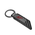 thumbnail image 2 of Ford Focus ST Black PU Leather Carbon Fiber Texture Strap Black Metal Bar LED Printed Logo Key Chain, 2 of 5