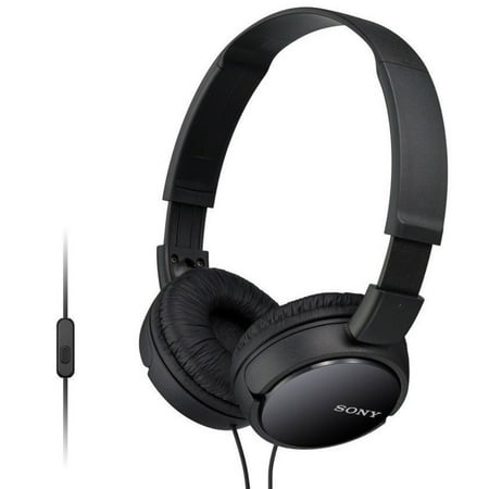 Sony Headphones With Extra Bass Sony Extra Bass On-Ear Headphones with Mic, Smartphone Headset for Apple iPhone & Android with In-Line Remote & Microphone, and 30mm Drivers, Black, MDRZX110AP/B (New Open Box) ()