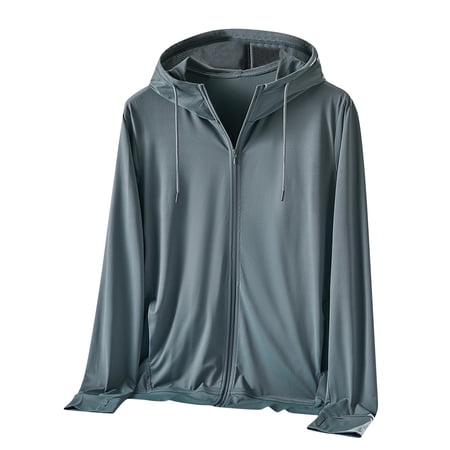 UPF 50+ Sun Protection Hoodie for Mens Summer UPF 50+ Long Sleeve Shirts Athletic Stretch Sun-Protective Clothing Rash Guard UV Spf Tees Shirts Trends Lightweight Blouses Golf Joggers Clothes