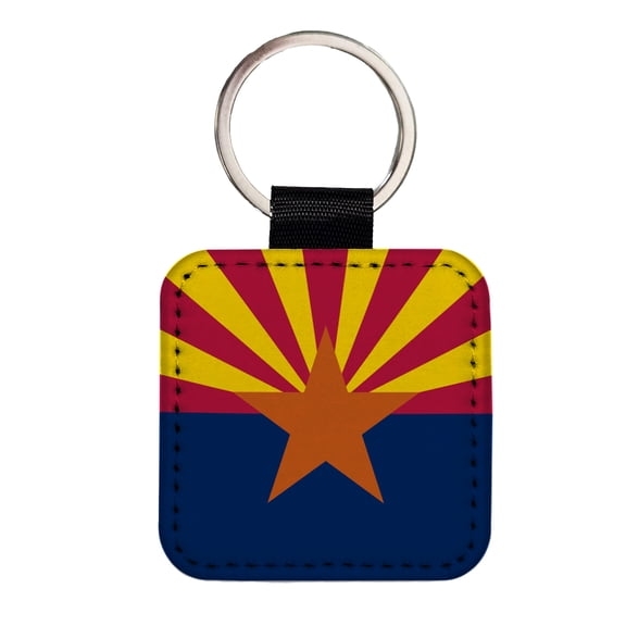 Arizona AZ State Flag Faux Leather Square Keychain
