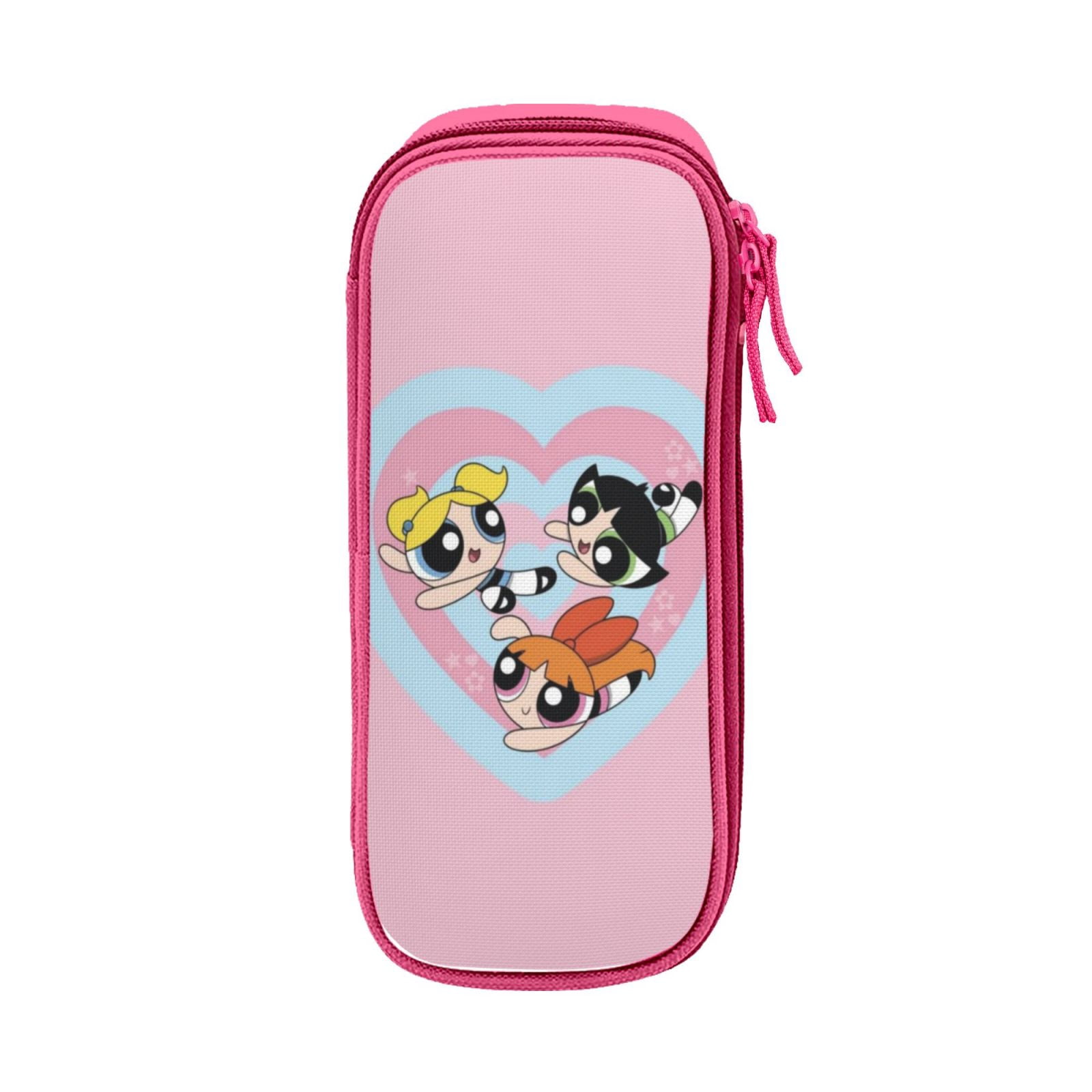 The Powerpuff Gi-rls Pencil Case Large Capacity Pencil Pouch Pen Bag Office Stationery Organizer Travel Makeup Bag Pink