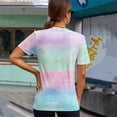 thumbnail image 4 of Gibobby Blusa de Trabajo de Manga Corta Mujeres Casual Tie Dye Gradient Printing Mangas Cuello redondo Camiseta suelta Blusa Tops(Azul,G), 4 of 4