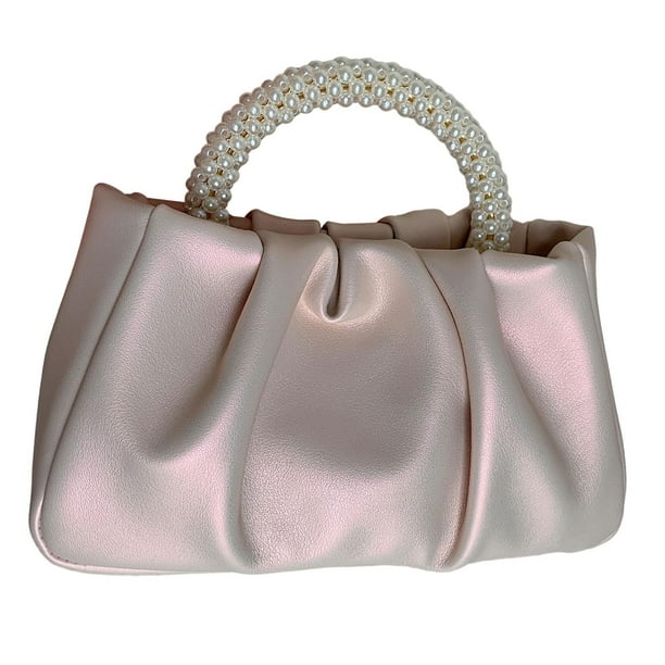 Bolso de mano para mujer de piel sintética, ligero, informal, pequeño, tipo clutch, elegante, tipo bandolera Rosa