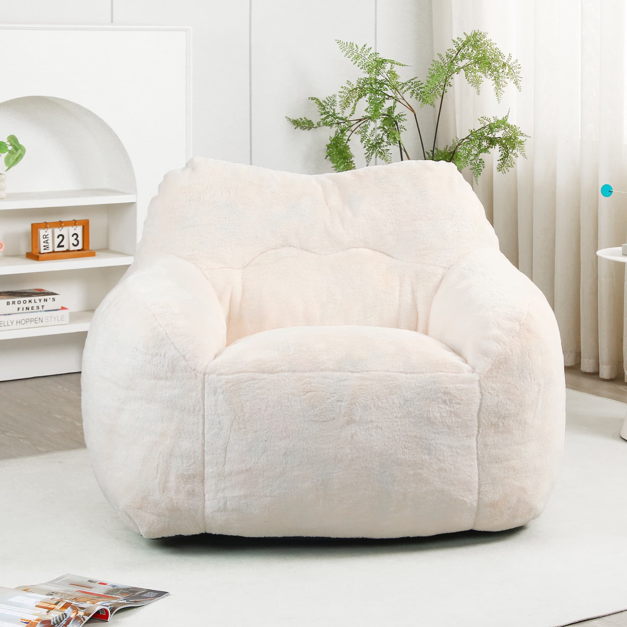 MAYEERTY Bean Bag Sofa Chair with Armrests - High-Density Foam, Lazy Comfy for Adults, Living Room/Bedroom Reading.
