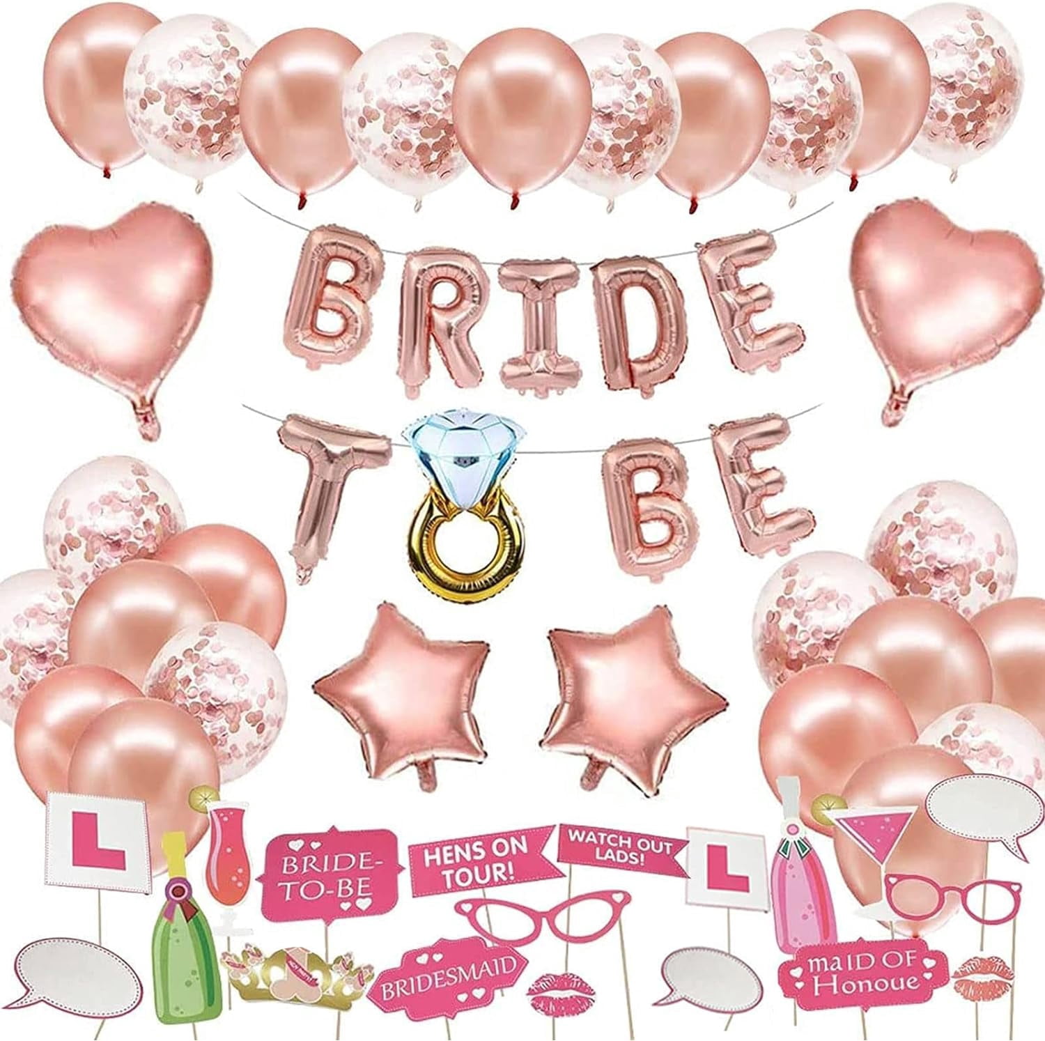Bridal Shower Balloon Set - Diamond Ring & 'She Said Yes' Foil Balloons (5 Piece)