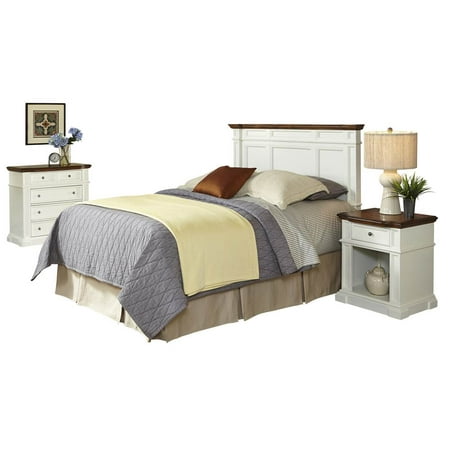 Headboard with Night Stand and Chest in White Finish (Queen - 66.25 in. W x 4.25 in. D x 56 in. H)