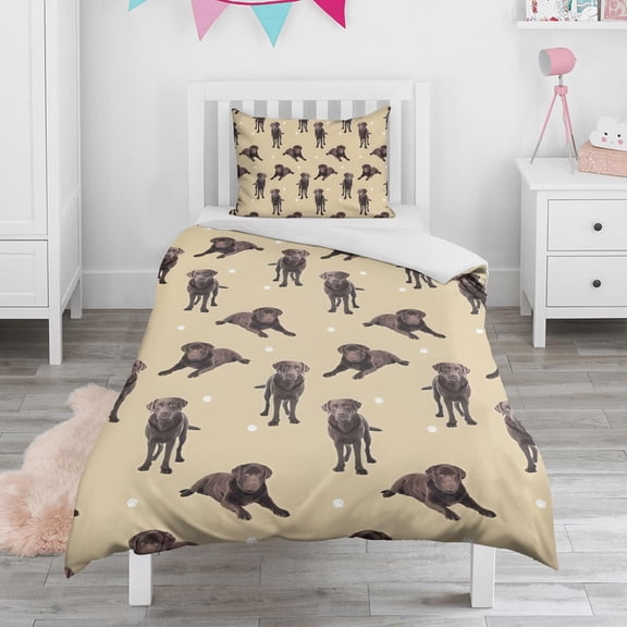 Cute Labrador Duvet Cover and Pillowcase Set for Single Bedding, Bedroom Accessories for Kids Teens