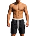 thumbnail image 2 of Mens Shorts Casual Summer Elastic Waist Drawstring Straight Leg Lightweight Knee Length Athletic Shorts with Pockets, 2 of 7