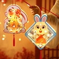 thumbnail image 7 of Tnobhg 1 Set Rabbit Paper Lantern with Pole Tassels Battery Operated Double Sided Hollow DIY Handmade Chinese New Year Mid-Autumn Festival Bunny Night Light Children Gift, 7 of 7