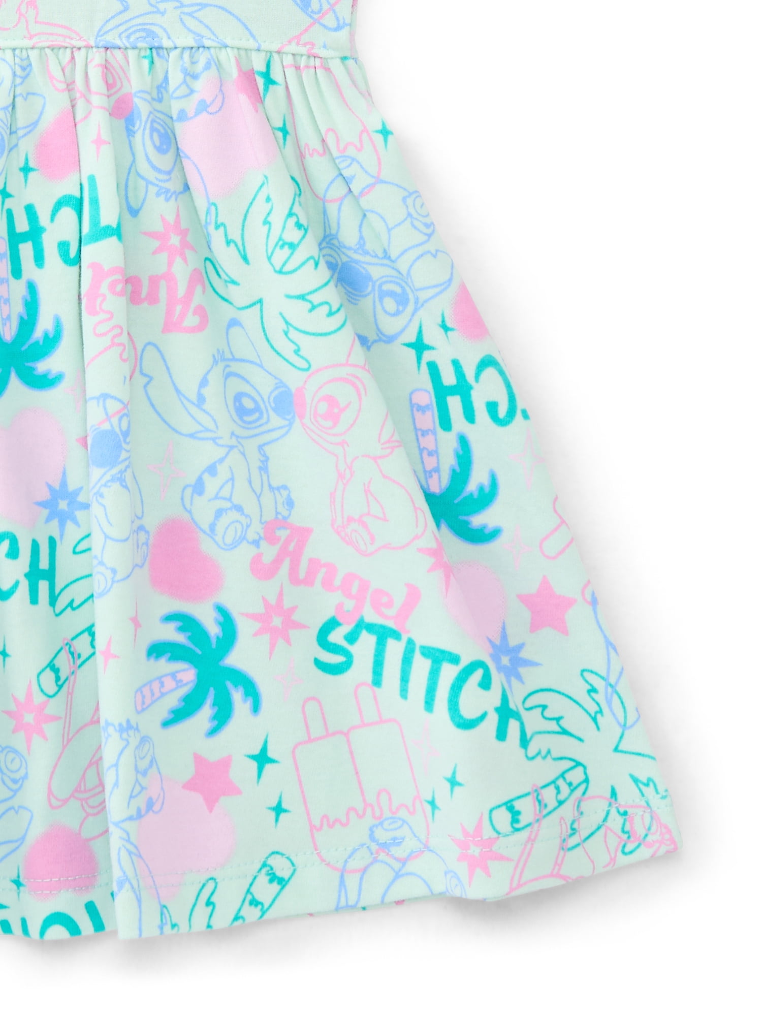 Stitch Toddler Girl Allover Print Dress with Short Sleeves, Sizes 12M-5T