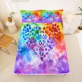 thumbnail image 5 of Homewish Dog Paws Heart Queen Sheets,Watercolor Tie Dye Print Queen Sheet Sets,Green Purple,4 Pieces,1 Flat Sheet, 1 Fitted Sheet and 2 Pillowcases, 5 of 6