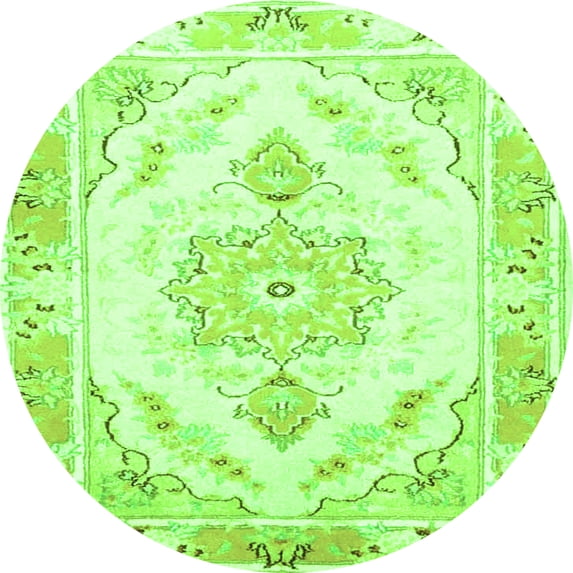 Ahgly Company Indoor Round Persian Green Traditional Area Rugs, 4' Round
