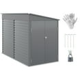 thumbnail image 3 of Outsunny 4.6' x 9' Metal Outdoor Storage Shed, Garden Utility Tool House with Double Lockable Doors for Backyard, Patio, Lawn, Garage, Gray, 3 of 10