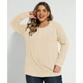 thumbnail image 4 of CASSIE LIZ Womens Plus Size Sweaters 4X Crew Neck Knit Pullover Fall Fashion Beige Loose Fit Winter Dressy 4XL 24W 26W, 4 of 10