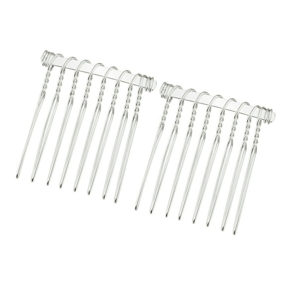 Vocoste 2 Pcs No Slip Hair Side Combs Accessories Metal 1.3" Silver Tone
