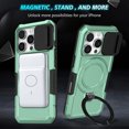 thumbnail image 3 of Allytechgroup Magnetic For iPhone 15 Pro Max Case with Ring, [1x Screen Protector] [Slide Camera Cover] Military Grade Drop Protection Back Cover For iPhone 15 Pro Max, Lightgreen, 3 of 10