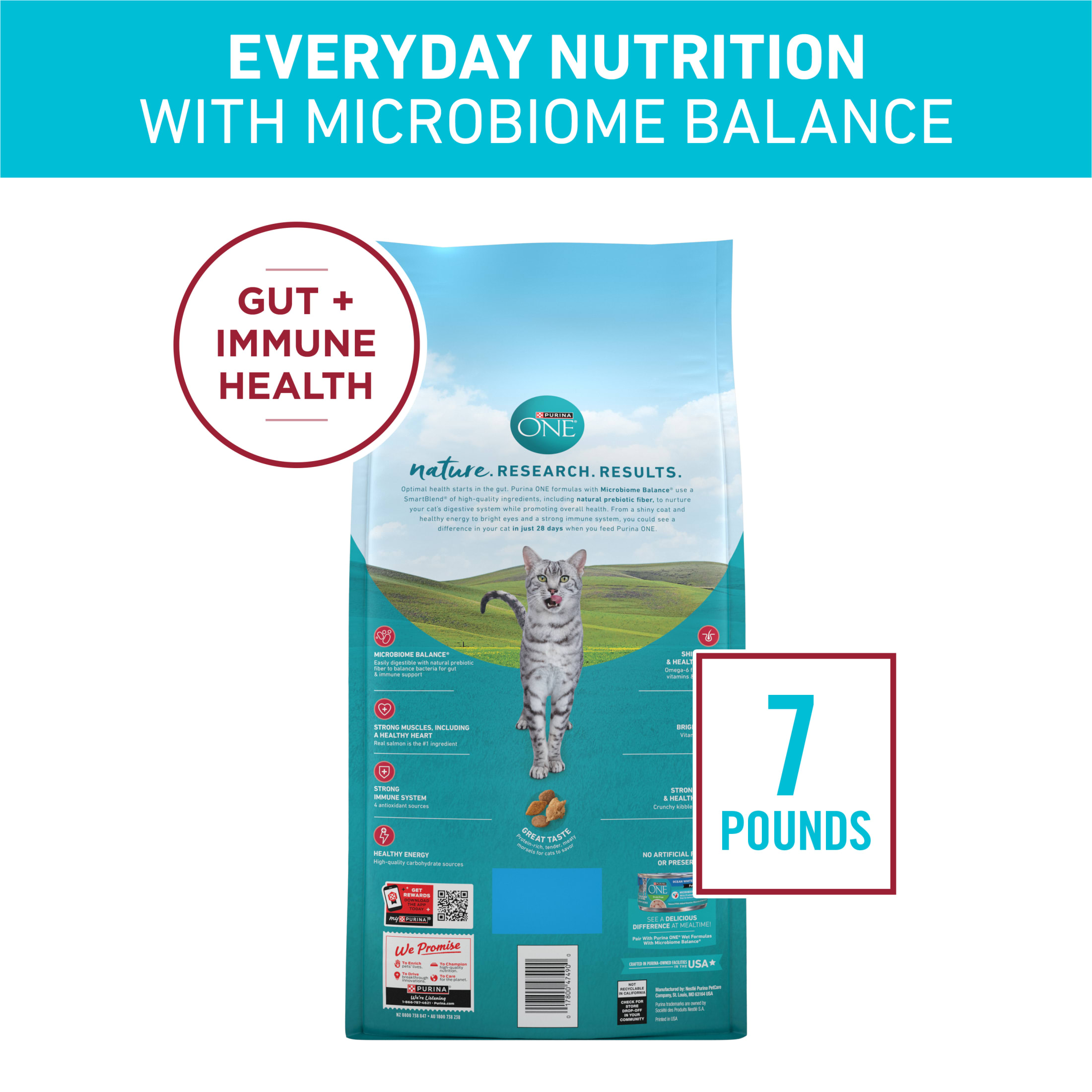 Purina ONE Tender Selects Blend With Real Salmon Digestive Care Dry Cat Food, 7 lb photo 7