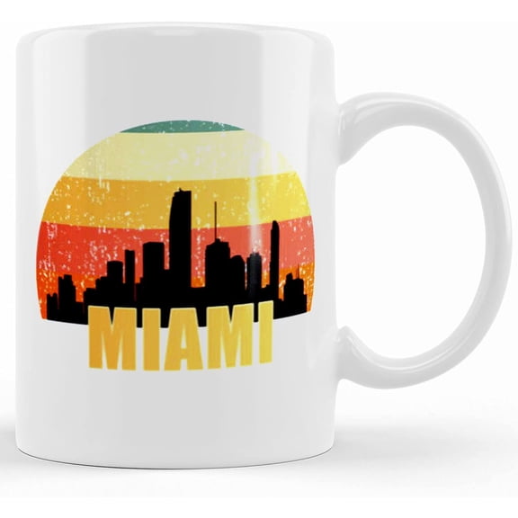 Miami Fl Skyline Silhouette Coffee Mug, Magic City Mug, Little Cuba Mug, It's So Miami Mug, Miami Lover Mug, Miami Florida Coffee Mug, Ceramic Novelty Coffee Mug, Tea Cup, Gift Present F